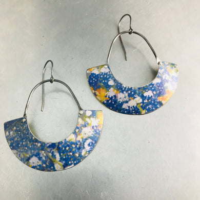 Field of Bluebonnets Half Moon Recycled Tin Earrings