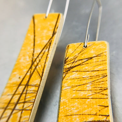 Wheat on Goldenrod Recycled Book Cover Earrings