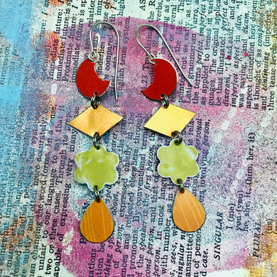 Red Crescents Sigil Zero Waste Tin Earrings