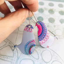 Load image into Gallery viewer, Spirograph 2 Birds on a Wire Upcycled Tin Earrings