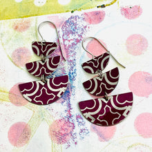 Load image into Gallery viewer, Plum Pattern Stacked Half Moons Earrings