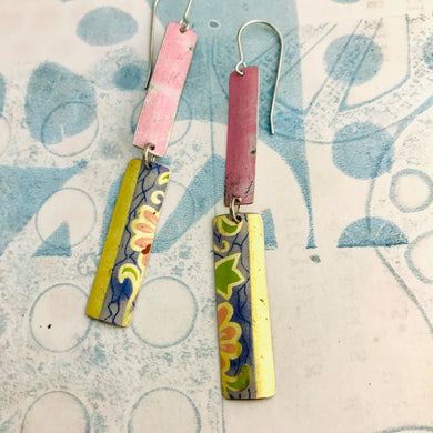 Copy of Vintage Pink Border Rectangles Tin Earrings
