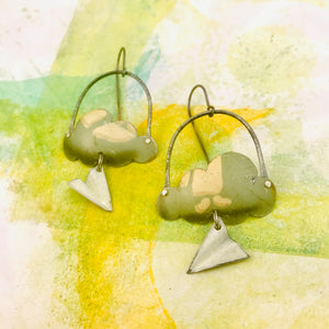 Paper Airplane & Little Gray Blue Clouds Zero Waste Tin Earrings
