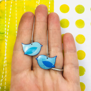 Little Patterned Birds Upcycled Tin Earrings