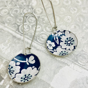Vintage Blue Jean Blossoms Medium Basin Earrings