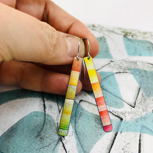 Colored Pencil Warms Spectrum Narrow Rectangle Tin Earrings
