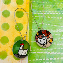 Load image into Gallery viewer, White Hens Large Basin Tin Earrings