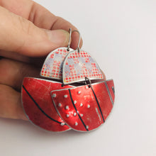 Load image into Gallery viewer, Mixed Reds Little Boats Upcycled Tin Earrings