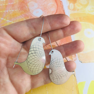 Palest Pastels Spirograph Birds on a Wire Upcycled Tin Earrings