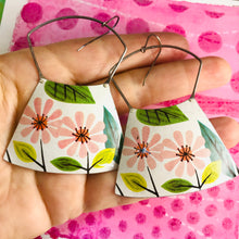 Load image into Gallery viewer, Mod Pink Flowers Large Zero Waste Tin Earrings