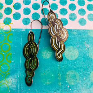 Cool Swirls Small Recycled Tin Earrings