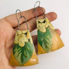 Load image into Gallery viewer, Vintage Dogwood Upcycled Vintage Tin Long Fans Earrings