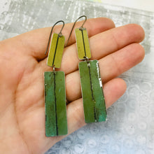 Load image into Gallery viewer, Vintage Greens Lid Edges Recycled Tin Earrings