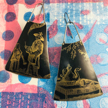 Load image into Gallery viewer, Tea &amp; Music Zero Waste Tin Long Fans Earrings