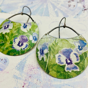 Wild Violets Circles Upcycled Tin Earrings