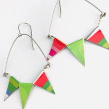 Load image into Gallery viewer, Tiny Pennant Swag Upcycled Tin Earrings