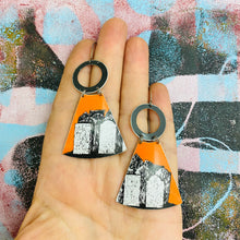 Load image into Gallery viewer, Halloween Gravestones Small Fans Tin Earrings