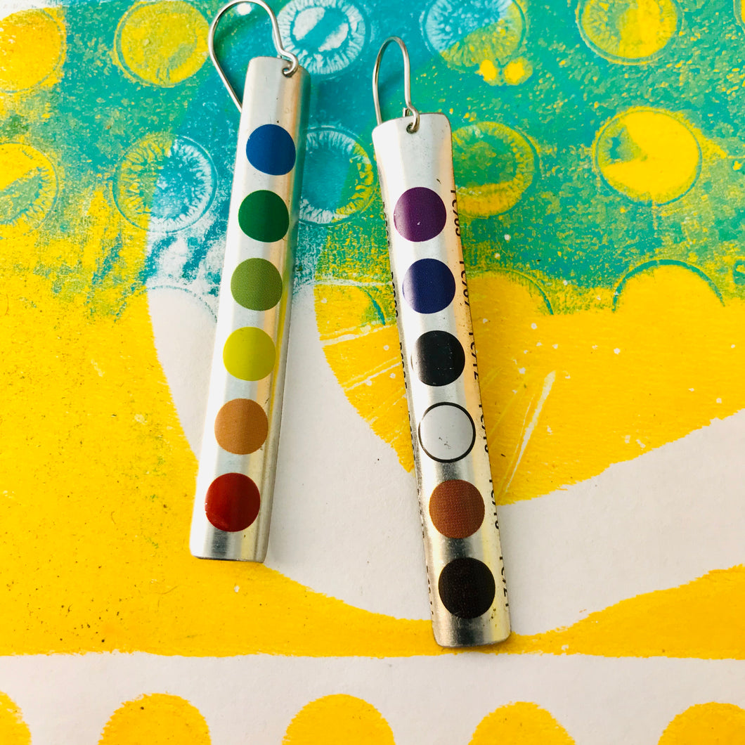 Colored Pencil Case Long Narrow Tin Earrings