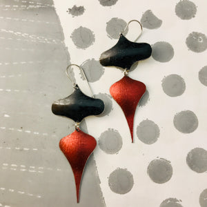 Black and Deep Crimson Rex Ray Zero Waste Tin Earrings