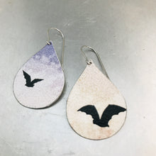 Load image into Gallery viewer, Halloween Bats Upcycled Teardrop Tin Earrings