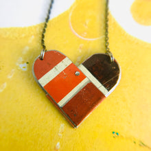 Load image into Gallery viewer, Colorblock Reds Tin Heart Recycled Necklace