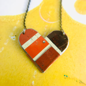 Colorblock Reds Tin Heart Recycled Necklace