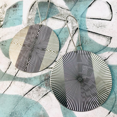 Black & White Optical Illusions Big Circle Tin Earrings