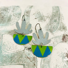 Load image into Gallery viewer, Mod Sage Succulents in Pots Upcycled Tin Earrings