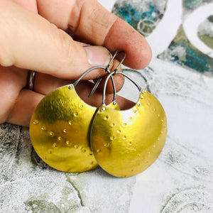 Quilted Gold Upcycled Circle Earrings