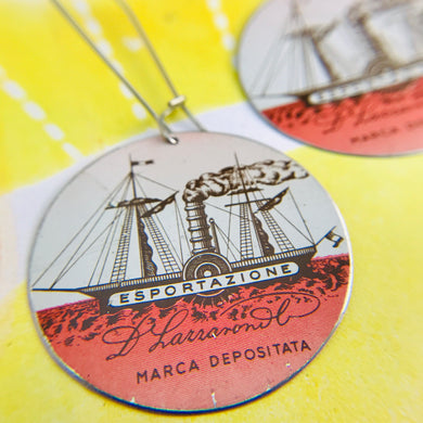 Biscotti Ships Big Circle Tin Earrings