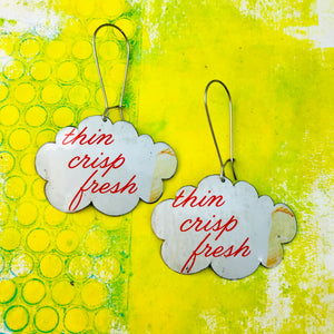 Thin Crisp Fresh Clouds Upcycled Tin Earrings