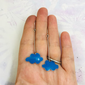 Little Sky Blue Clouds Upcycled Tin Earrings