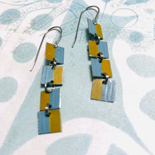 Load image into Gallery viewer, Yellow Ochre &amp; Slate Tiny Squares Tin Earrings