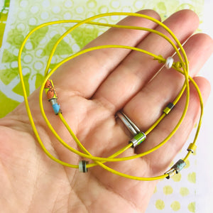 Lime Yellows Beaded Leather Cord Necklace or Bracelet