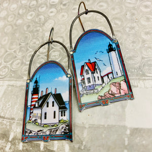 Maine Lighthouses Tin Earrings