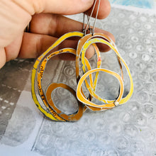 Load image into Gallery viewer, Mixed Oranges Scribbles Upcycled Tin Earrings