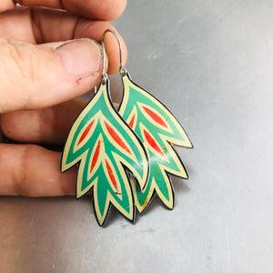 Vintage Stylized Leaves Upcycled Tin Earrings