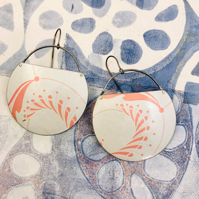 Pink Swirls on Pearlescent Recycled Tin Earrings