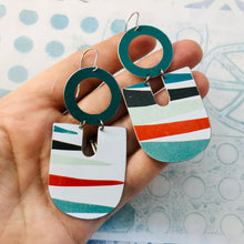 Load image into Gallery viewer, Deep Teal Mod Colors Chunky Horseshoes Zero Waste Tin Earrings