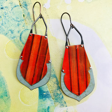 Red Barn & Dusty Aqua Recycled Tin Earrings