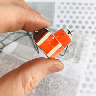 Colorblock Reds Tin Heart Recycled Necklace