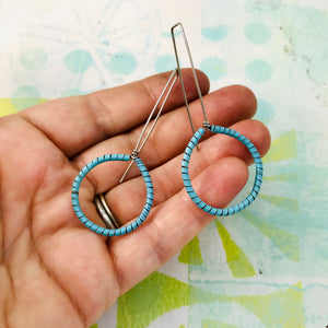 Aqua Spiraled Circle Upcycled Earrings