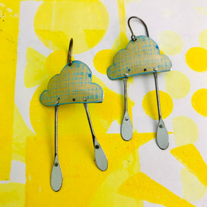 Burlap Rain Clouds Zero Waste Tin Earrings