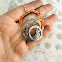 Load image into Gallery viewer, Orange, Gold, Slate &amp; Gray Scribbles Upcycled Tin Necklace