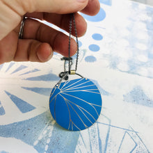 Load image into Gallery viewer, Golden Lines on Cornflower Zero Waste Tin Circle Necklace