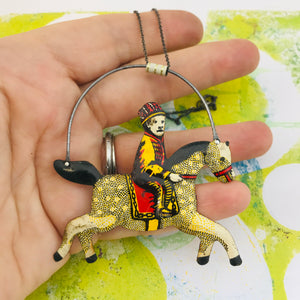 #12 Vintage Tin Horse and Rider Zero Waste Tin Necklace