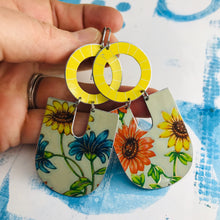 Load image into Gallery viewer, Gerber Daisies Chunky Horseshoes Zero Waste Tin Earrings
