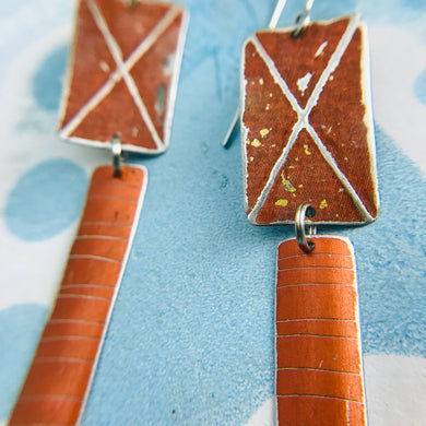 Rustic Bark & Burnt Orange Zero Waste Tin Earrings