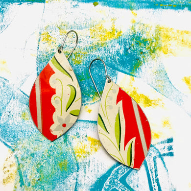 Carmine & Spring Greens Upcycled Pod Tin Earrings