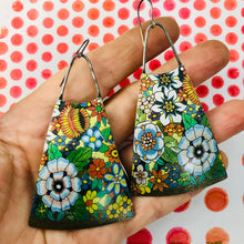Load image into Gallery viewer, Allover Flowers Upcycled Vintage Tin Earrings